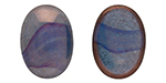 CABOCHON Glass Stone, Oval 25x18mm: Crystal/Blue Stripe - Luster Chocolate Bronze