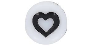 Letter Beads (White) 6mm (loose) : Heart